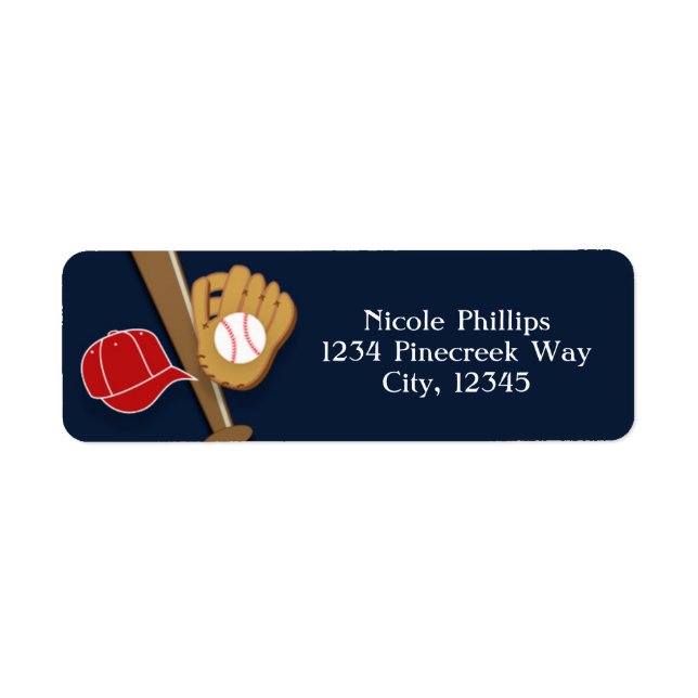 Baseball Dark Blue Sports Address Labels (Front)