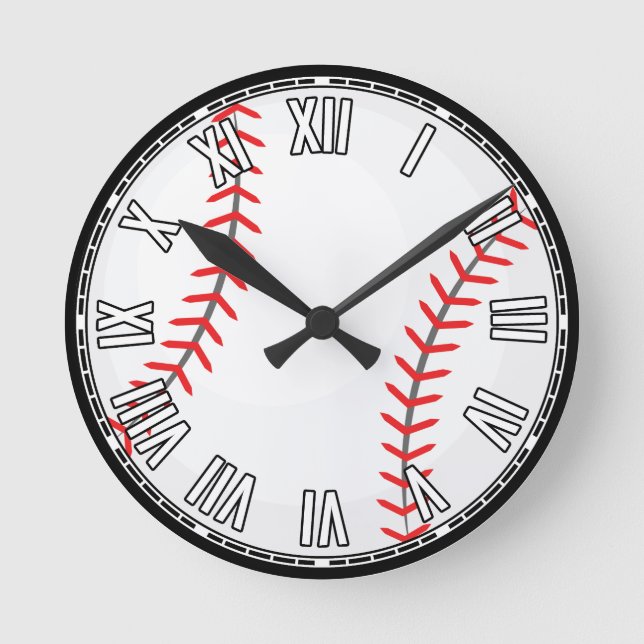 Baseball Design  Round Clock (Front)