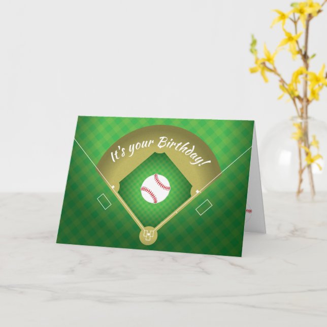 Baseball Diamond Ball Sports Design Birthday Card (Yellow Flower)