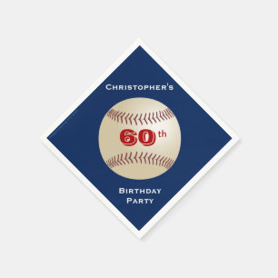 Baseball Diamond Blue White 60th Birthday Party Napkin