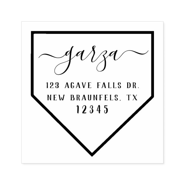 Baseball Diamond Return Address Rubber Stamp (Imprint)