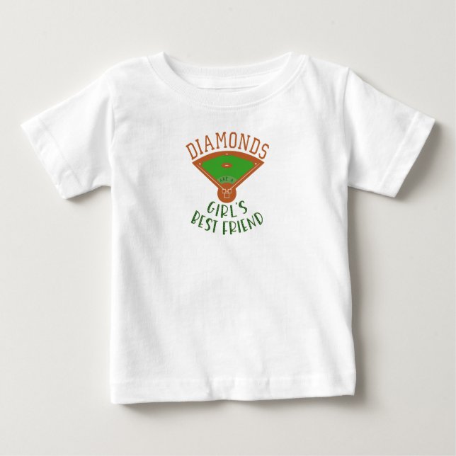Baseball - Diamonds are a Girl's Best Friend Baby T-Shirt (Front)