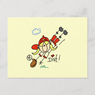 Baseball Dive Girls Softball T-shirts and Gifts Postcard