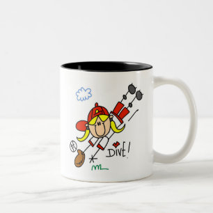 Baseball Dive Girls Softball T-shirts and Gifts Two-Tone Coffee Mug