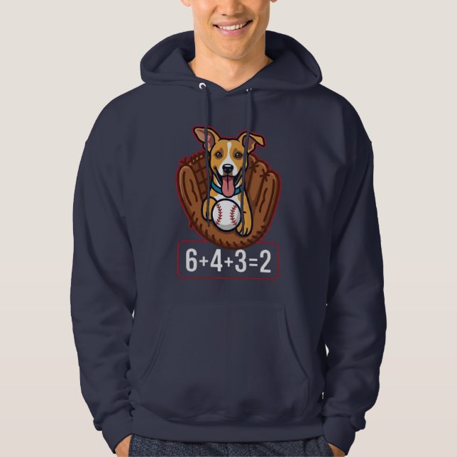 baseball dog double play math hoodie (Front)