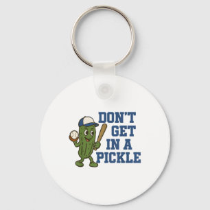 Baseball Dont Get In A Pickle Funny Baseball Retro Key Ring