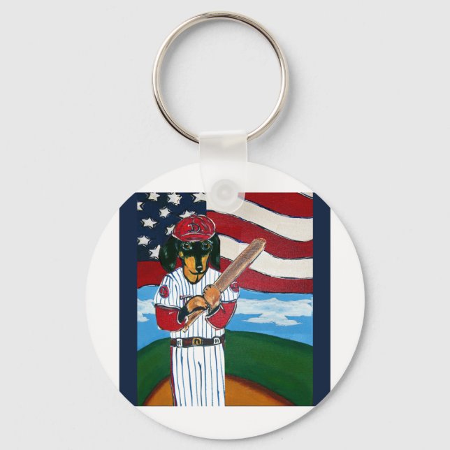 Baseball doxie key ring (Front)