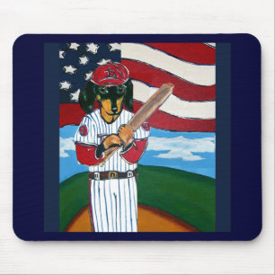 Baseball doxie mouse pad