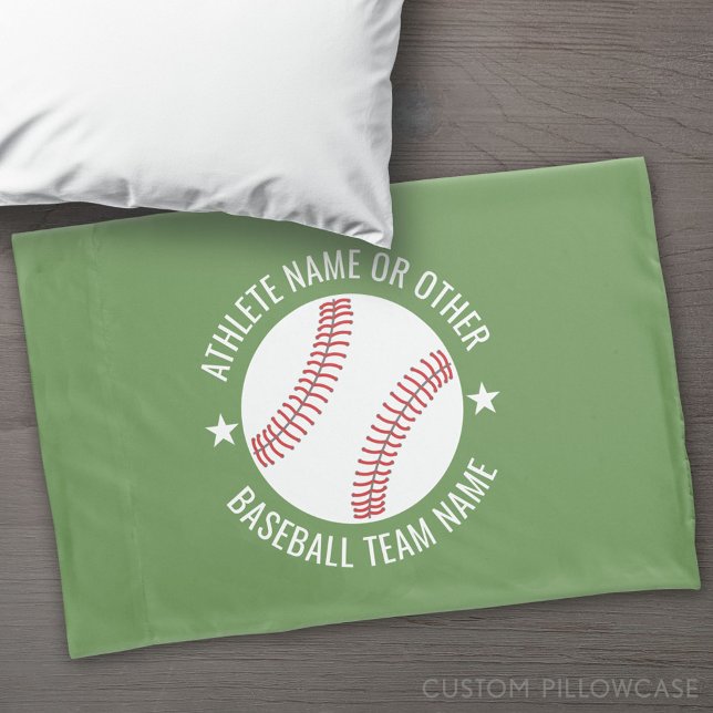 Baseball Drawing with Team and Athlete Name modern Pillowcase (Custom Pillowcase)