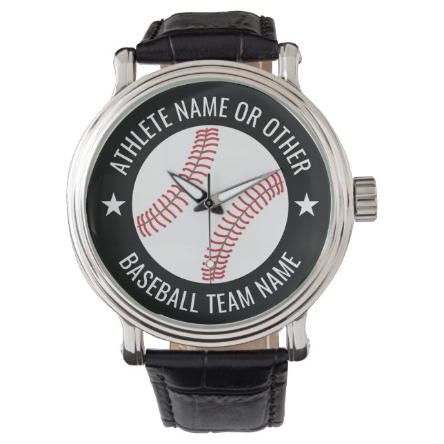 Baseball Drawing with Team and Athlete Name modern Watch (Front)