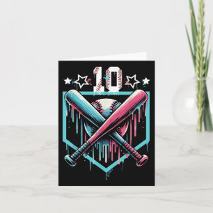 Baseball Drip 10th Birthday Boys Number 10 Youth 1 Card