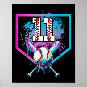 Baseball Drip 11th Birthday Home Plate Boy Youth 1 Poster