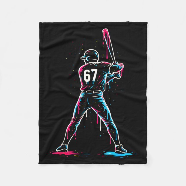 Baseball Drip 6 7 Number 67 Six Seven Meme Mens Bo Fleece Blanket (Front)