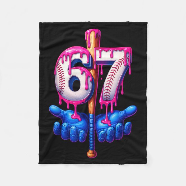 Baseball Drip 6 7 Number 67 Six Seven Meme Mens Bo Fleece Blanket (Front)