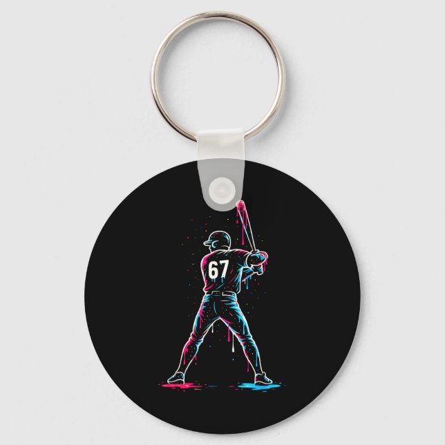 Baseball Drip 6 7 Number 67 Six Seven Meme Mens Bo Key Ring (Front)