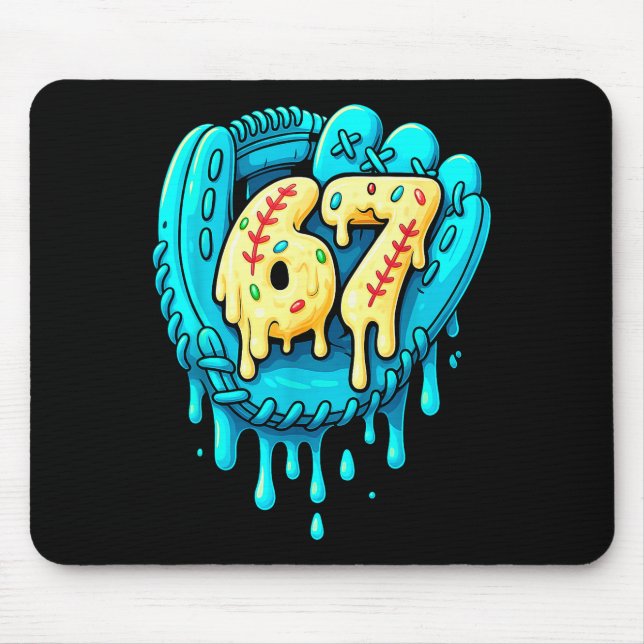Baseball Drip 6 7 Number 67 Six Seven Meme Mens Bo Mouse Pad (Front)