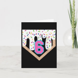 Baseball Drip 6th Birthday Home Plate Boys Youth 6 Card