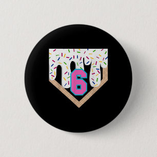 Baseball Drip 6th Birthday Home Plate Boys Youth 6 Cm Round Badge