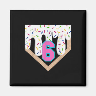Baseball Drip 6th Birthday Home Plate Boys Youth 6 Magnet