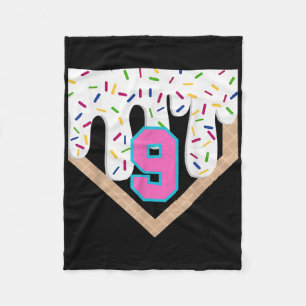 Baseball Drip 9th Birthday Home Plate Boys Youth 9 Fleece Blanket