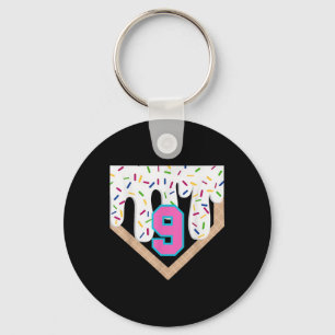 Baseball Drip 9th Birthday Home Plate Boys Youth 9 Key Ring