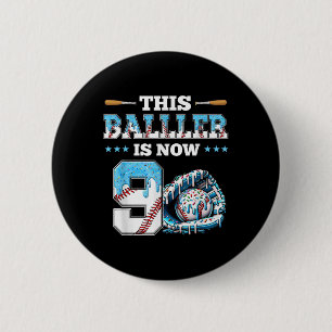 Baseball Drip 9th Birthday Party Boy Sport Fan 9 Y 6 Cm Round Badge