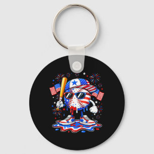 Baseball Drip Aamerican Usa Flag Boys Kids 4th Of Key Ring
