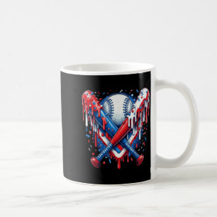 Baseball Drip American Flag Bat 4th of July Coffee Mug
