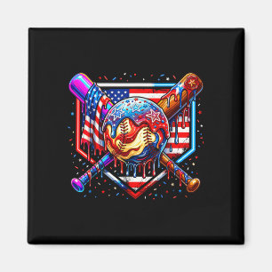 Baseball drip american flag for boys kids youth magnet