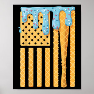 Baseball Drip Bat Boys Dripping Ice Cream American Poster