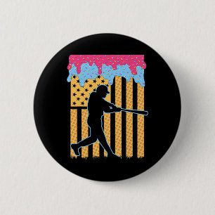 Baseball Drip Bat Boys Ice Cream American Flag 4th 6 Cm Round Badge
