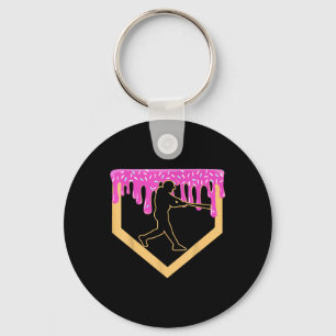 Baseball Drip Boy Home Plate Ice Cream Youth Baseb Key Ring