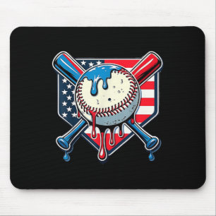 Baseball Drip Boy Ice Cream Patriotic American Fla Mouse Pad