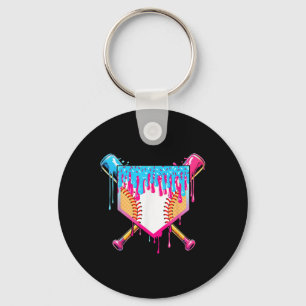 Baseball Drip Boy Ice Cream Sprinkle Youth Basebal Key Ring