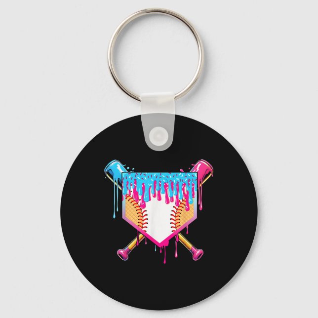 Baseball Drip Boy Ice Cream Sprinkle Youth Basebal Key Ring (Front)