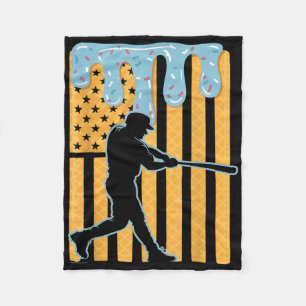 Baseball Drip Boys Dripping Ice Cream Baseball Ame Fleece Blanket