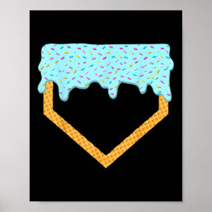 Baseball Drip Boys Home Plate Ice Cream Sport Play Poster
