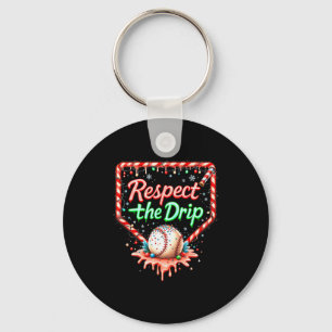 Baseball Drip Boys Ice Cream Christmas Youth Respe Key Ring