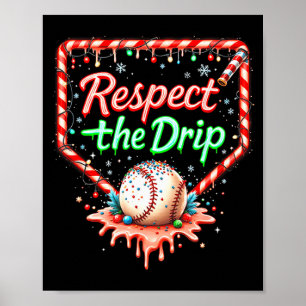 Baseball Drip Boys Ice Cream Christmas Youth Respe Poster