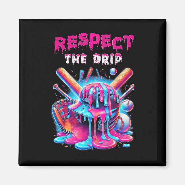 Baseball Drip Boys Ice Cream Drip Youth Respect Th Magnet (Front)