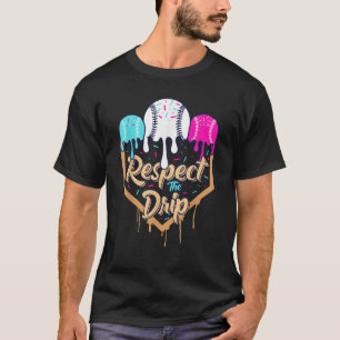 Baseball Drip Boys Ice Cream Waffle Home Plate Res T-Shirt