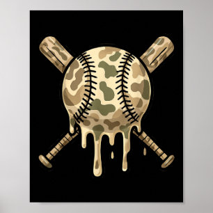 Baseball Drip Camo Baseball Bats Boys Sports Cool  Poster