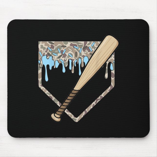 Baseball Drip Camo Baseball Home Plate Bat Boys Sp Mouse Pad (Front)