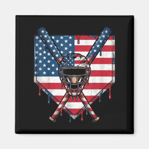 Baseball Drip for Boys American Flag 4th of July Magnet
