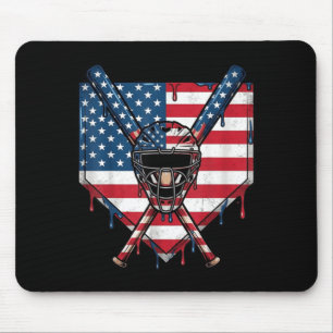 Baseball Drip for Boys American Flag 4th of July Mouse Pad