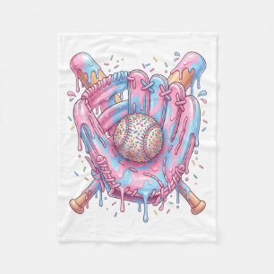 Baseball Drip for Boys Ice Cream Candy Teens Youth Fleece Blanket