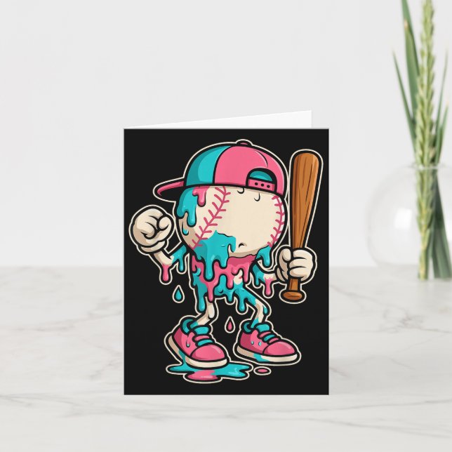 Baseball Drip For Boys Ice Cream Drip Baseball  Card (Front)