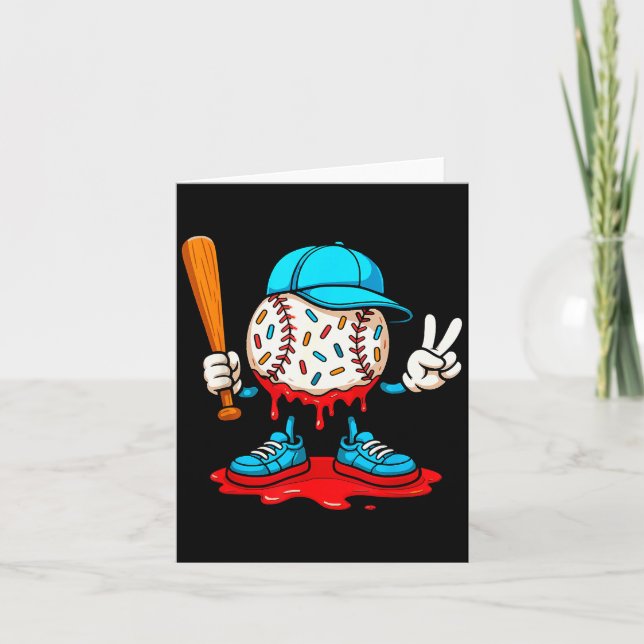 Baseball Drip For Boys Ice Cream Drip Baseball  Card (Front)