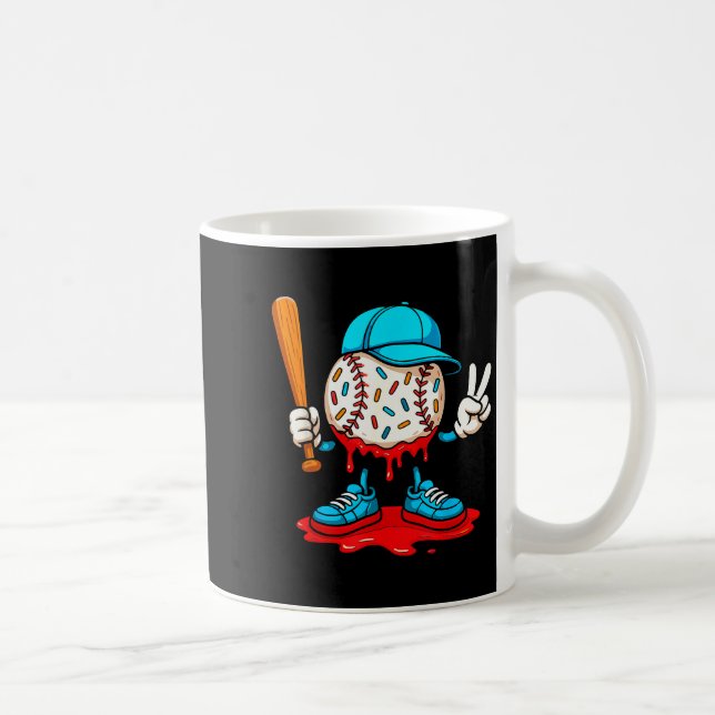 Baseball Drip For Boys Ice Cream Drip Baseball  Coffee Mug (Right)
