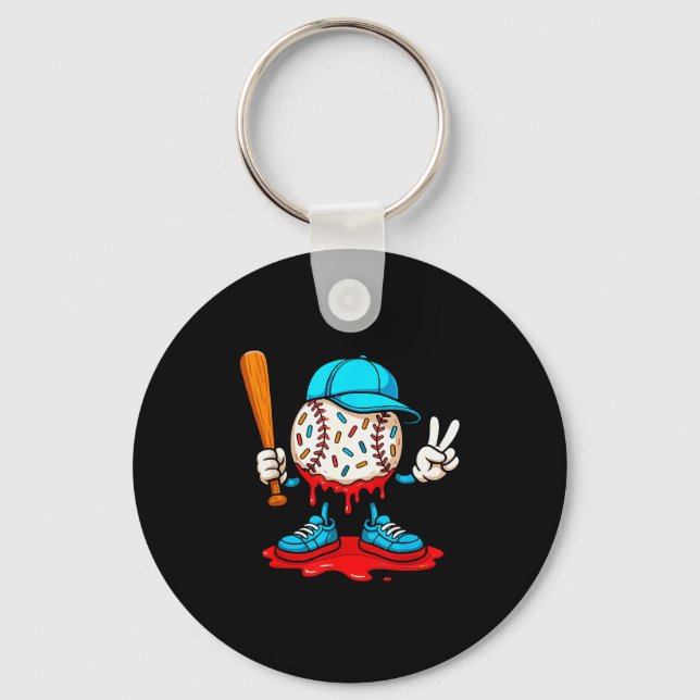 Baseball Drip For Boys Ice Cream Drip Baseball  Key Ring (Front)